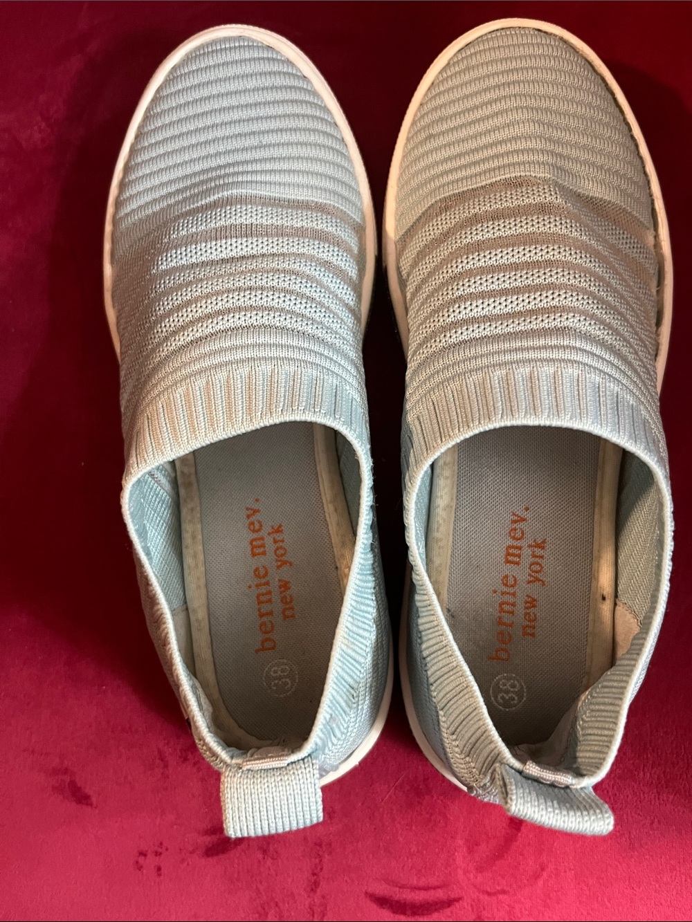 bernie mev. Knit Slip-On Sneakers in Light Blue